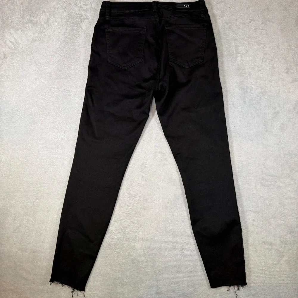 KUT from the Kloth Donna High Rise Fab Ab Ankle Skinny Black Jeans RawHem Size 8